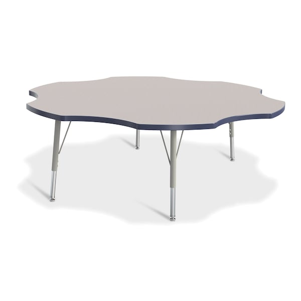 Jonti-Craft Berries Six Leaf Activity Table, 60 in., E-height, Freckled Gray/Navy/Gray 6458JCE112 - main